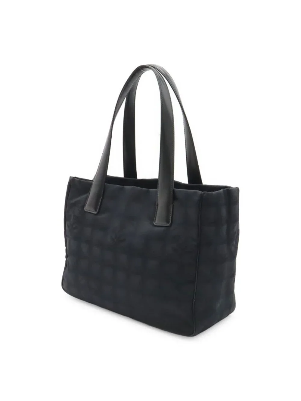 Chanel New Travel Line Tote PM Shoulder Bag Nylon Jacquard Leather Black